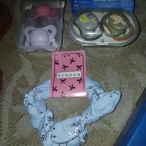 Baby Pacifers and Hair Elastic New With Tags BUY ONE ITEM CHOOSE ONE FREE
